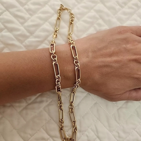 Stefano Oro 14k Yellow Gold 18" Semi Solid Figaro Rolo Link Necklace Chain 8.4 g - Picture 6 of 11